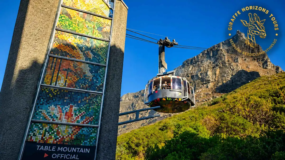 Transfer van arriving at the Lower Cableway Station for a Table Mountain cable car visit, Cape Town